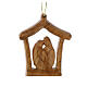 Capanna con Natività 7x6 cm legno d'ulivo Terrasanta da appendere s1