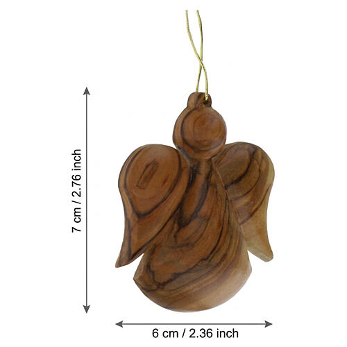 Addobbo Angelo in legno d'ulivo Terrasanta 7x6 cm da appendere 2