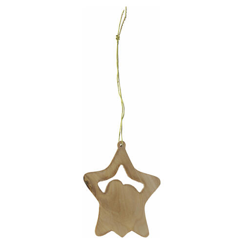 Decoro albero stella con Natività 7x6 cm legno d'ulivo Terrasanta 3