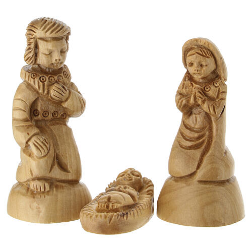 Presepe 11 pz completo e capanna legno d'olivo Terrasanta 15x25x15 cm 3