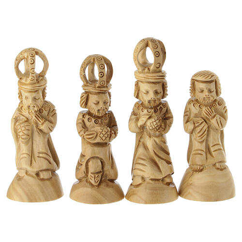 Presepe 11 pz completo e capanna legno d'olivo Terrasanta 15x25x15 cm 5