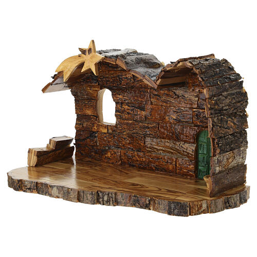 Presepe 11 pz completo e capanna legno d'olivo Terrasanta 15x25x15 cm 8