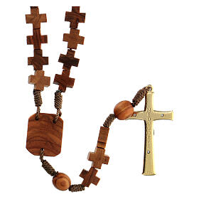 Rosary in olive wood with cross grains