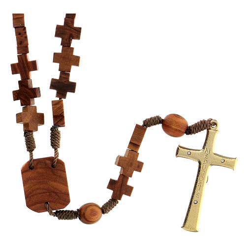 Rosary in olive wood with cross grains 1