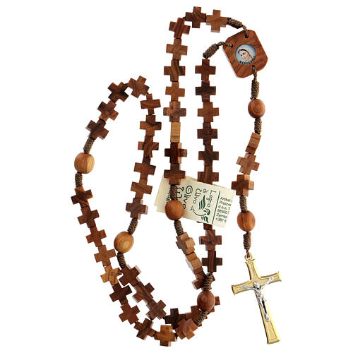 Rosary in olive wood with cross grains 4