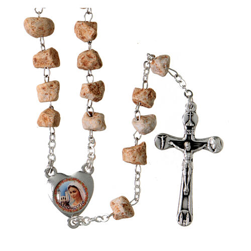 Rosary with grains in red stone with Our Lady of Medjugorje 1
