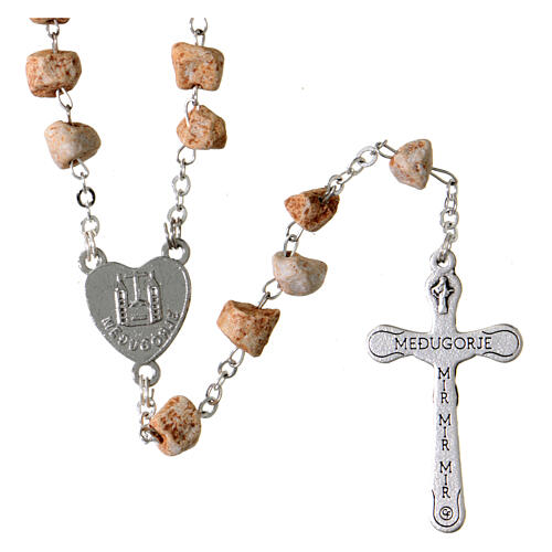 Rosary with grains in red stone with Our Lady of Medjugorje 2