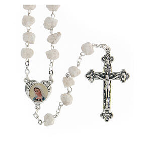 Rosary with grains in white stone with Our Lady of Medjugorje