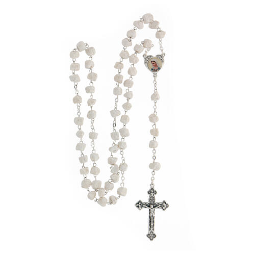 Rosary with grains in white stone with Our Lady of Medjugorje 4