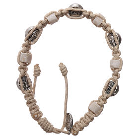Pulseiras Dezena Terço da Paz: Pulseira Medjugorje fio medalha pedra