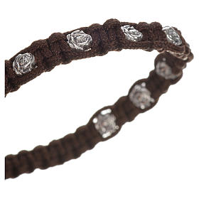 Bracelet in cord with roses, single-decade