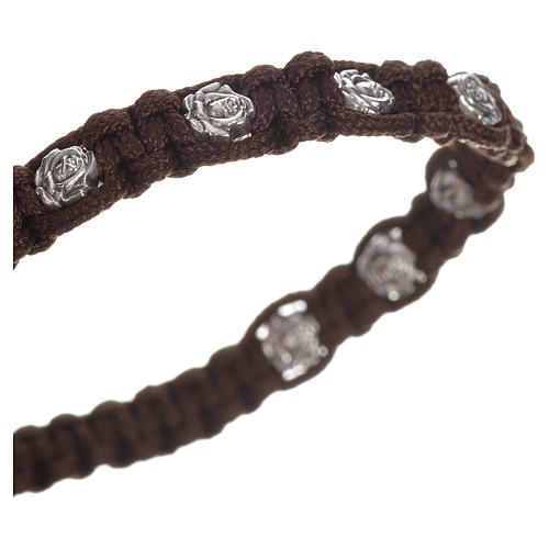 Bracelet in cord with roses, single-decade 2