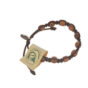 Bracelet perles en bois d'olivier 9 mm sur corde