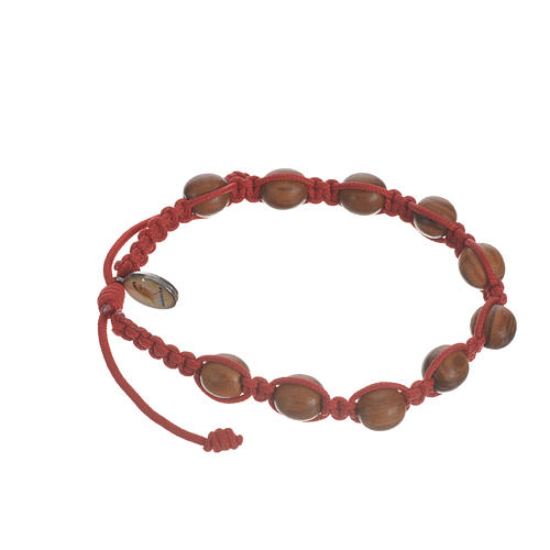 Bracelet perles en bois d'olivier 9 mm sur corde 5