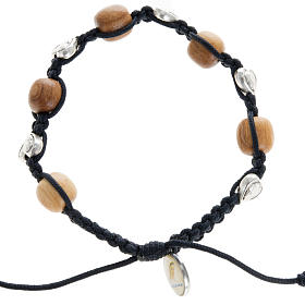 Bracelet in olive wood and hearts, Medjugorje