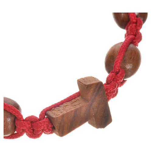 Bracelet in olive wood with Tau cross 2