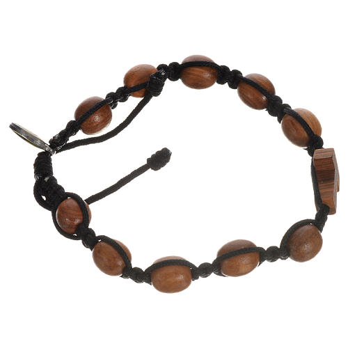 Bracelet in olive wood with Tau cross 7