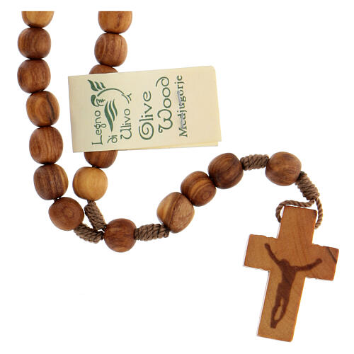 Medjugorje rosary with clasp, olive wood 7x8mm 1