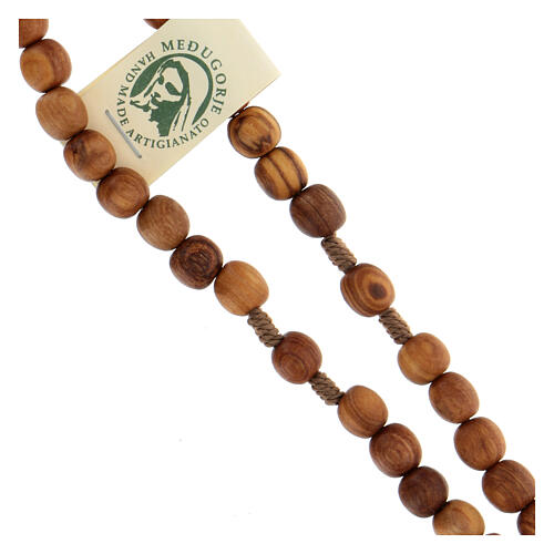 Medjugorje rosary with clasp, olive wood 7x8mm 4
