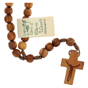 Medjugorje rosary with clasp, olive wood 7x8mm