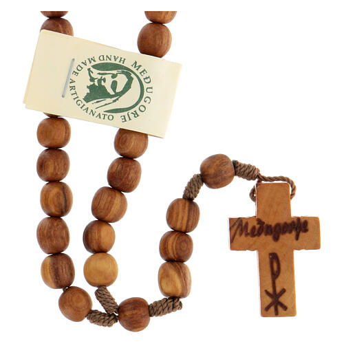 Medjugorje rosary with clasp, olive wood 7x8mm 2