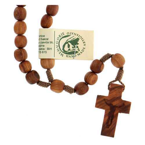 Medjugorje rosary with clasp, olive wood 7x8mm 3