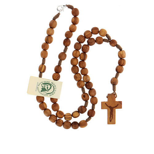 Medjugorje rosary with clasp, olive wood 7x8mm 5