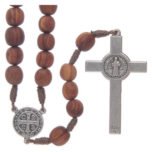Kreuz Heilige RIL Nr 22 Rosenkranz dunkelrot schimmernde Perlen mit Motiv 