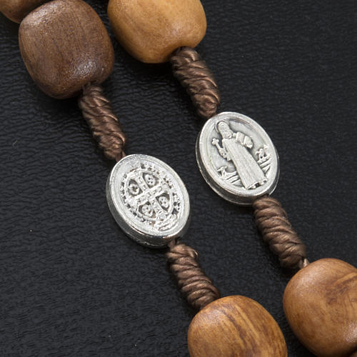 Olive wood rosary with Saint Benedict medal 3