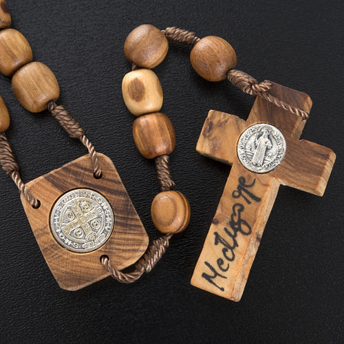 Olive wood rosary with Saint Benedict medal 5