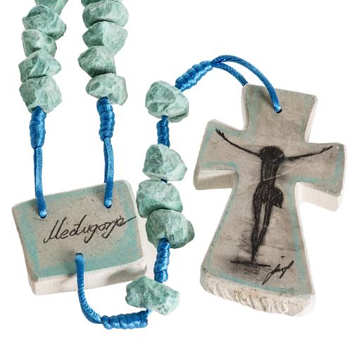 Medjugorje wall rosary, green and blue 1