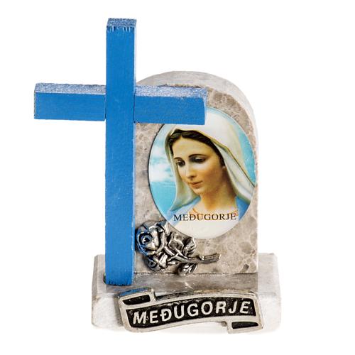 Croix bleue image Vierge de Medjugorje 1