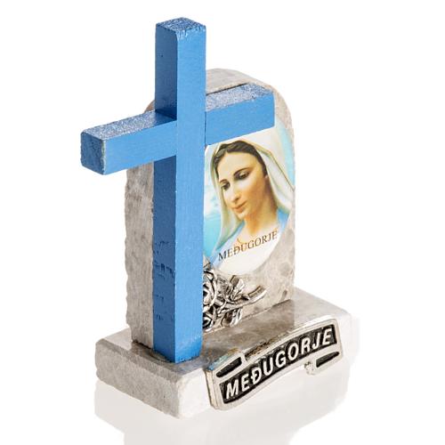 Croix bleue image Vierge de Medjugorje 2