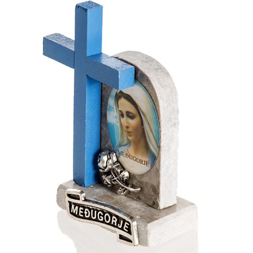 Croix bleue image Vierge de Medjugorje 3