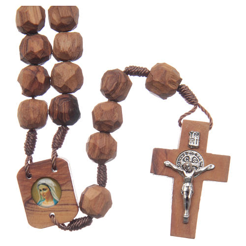 Medjugorje rosary with olive wood, cord, heart medal 1