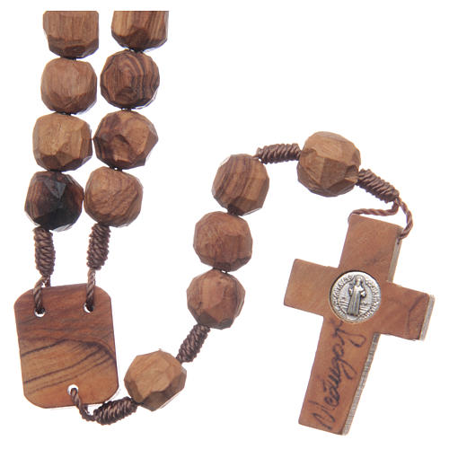 Medjugorje rosary with olive wood, cord, heart medal 2