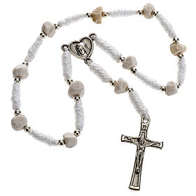 Bracciali, coroncine della pace, decine: Decina Medjugorje pietra corda bianca crociera cuore