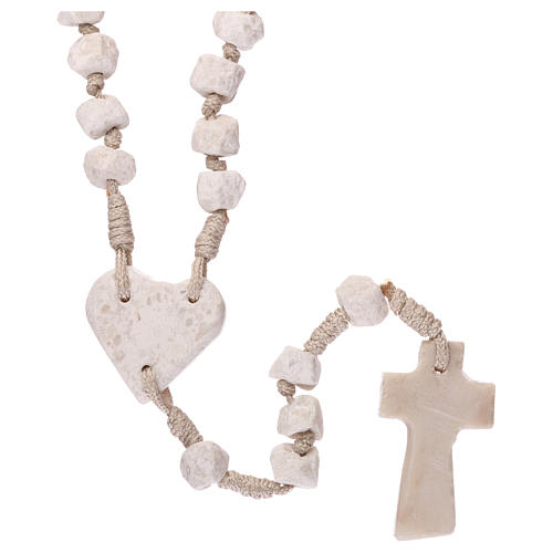 Medjugorje rosary with stone and cord, heart medal 2