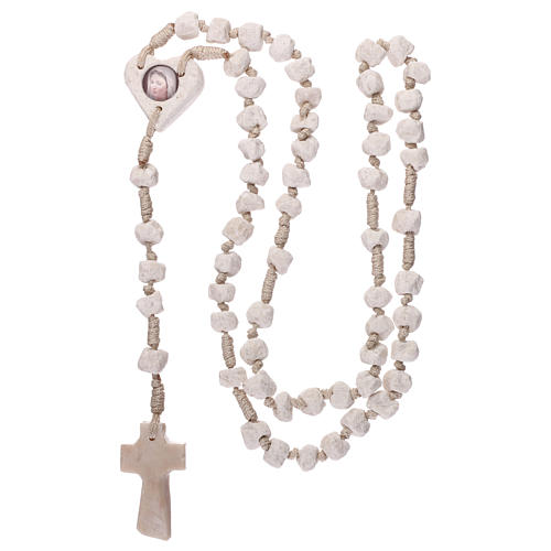 Medjugorje rosary with stone and cord, heart medal 4