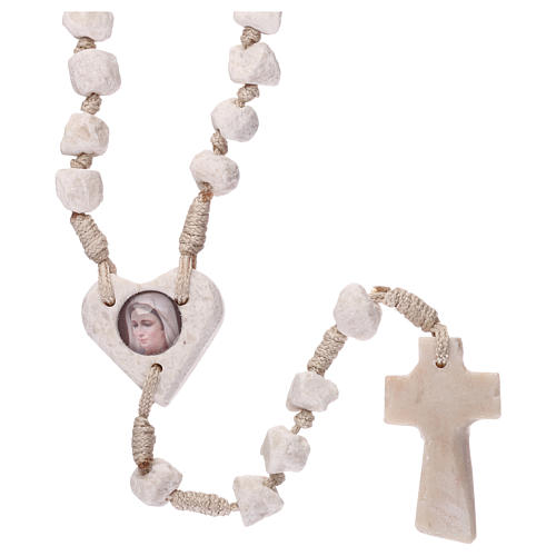 Medjugorje rosary with stone and cord, heart medal 1