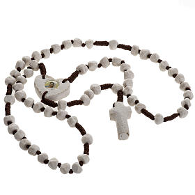Rosaries and rosary holders: Medjugorje rosary, stone, brown cord, heart medal