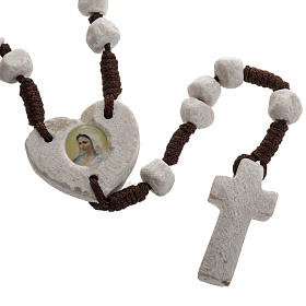 Rosaries and rosary holders: Medjugorje rosary, stone, brown cord, heart medal Rosaries and rosary holders: Medjugorje rosary, stone, brown cord, heart medal