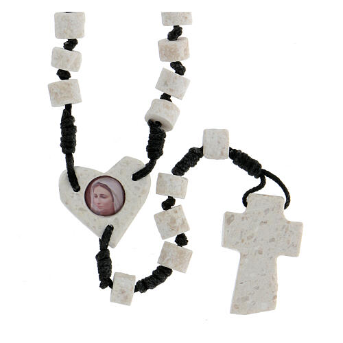 Medjugorje rosary, stone, cord, heart medal 1