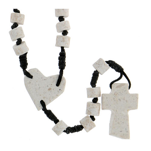 Medjugorje rosary, stone, cord, heart medal 2