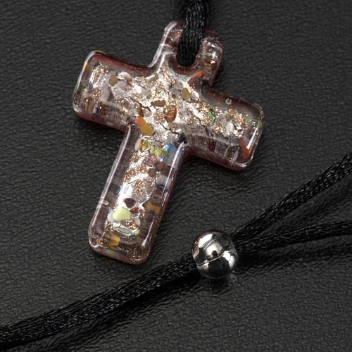 Medjugorje rosary, grains, cord, multicoloured glass cross 5