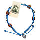 Single-decade Medjugorje bracelet, light blue cord and olive gra s1
