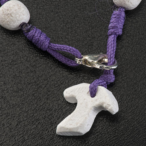 Medjugorje bracelet, purple cord, stone, tau cross 3