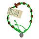 Medjugorje bracelet tau cross, olive wood grains and green cord s1