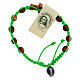 Medjugorje bracelet tau cross, olive wood grains and green cord s2