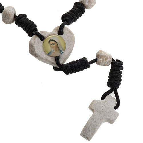 Medjugorje chaplet, stones, black cord, heart medal 1